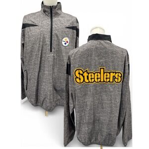 Pittsburgh Steelers NFL G-III Men XXL Gray 1/4 Zip Pullover Jacket Spellout Gray